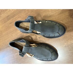Vintage Timberland Gray Leather Fisherman Sandals 7.5 Y2K Minimalist Utility